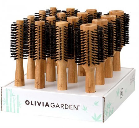 Olivia Garden Bamboo Touch, zestaw szczotek do modelowania z włosia z dzika, display, 16szt.