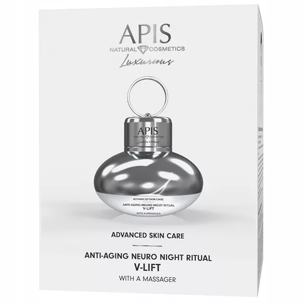 Apis Advanced Skin Care V-Lift, rytuał przeciwstarzeniowy na noc, neuro night with massager, 50ml