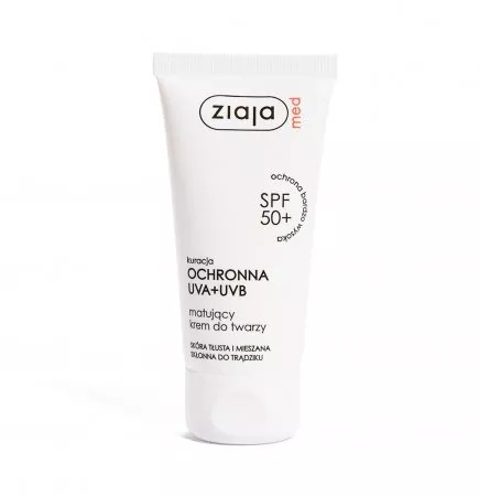 Ziaja Med Kuracja ochronna, SPF 50+ matujący krem do twarzy, 50ml