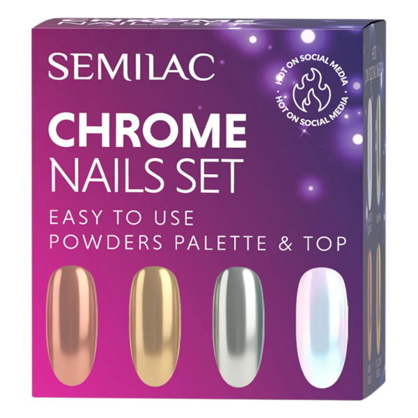 Semilac Chrome Nails Set, zestaw prezentowy do paznokci Glazed Effect i Chrome Nails