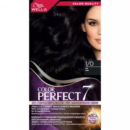 Wella Color Perfect 7, farba do włosów, 1/0 czerń, 50ml