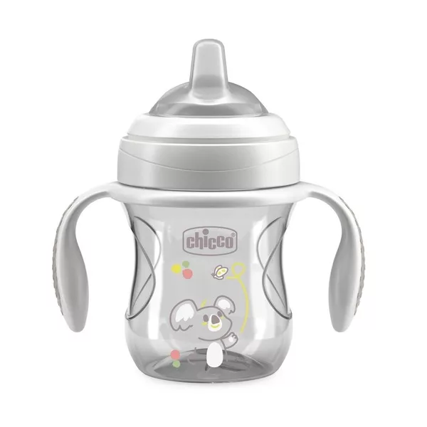 Chicco Transition Cup pierwszy kubek treningowy z miękkim ustnikiem 4m+ Szary 200ml