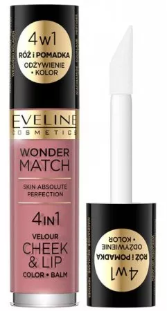 Eveline Cosmetics Wonder Match, róż i pomadka w płynie Velour Cheek&Lip, 02, 4,5ml