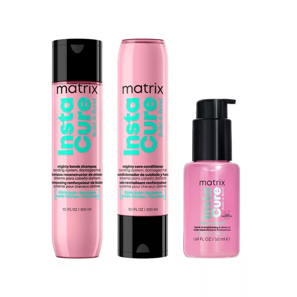 Matrix Instacure Build-A-Bond, zestaw odbudowujący do włosów zniszczonych, szampon + odżywka + olejek
