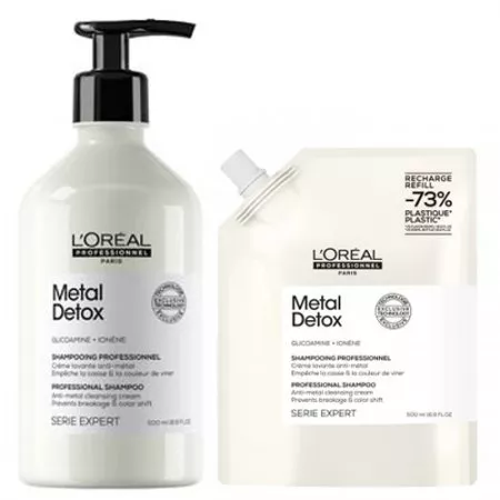 Loreal Professionnel Metal Detox, zestaw szampon do włosów farbowanych neutralizujący metale 500ml + refill 500ml