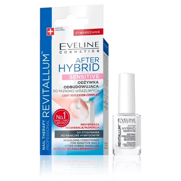 Eveline Nail Therapy Professional, odbudowująca odżywka do paznokci, after hybrid sensitive, 12ml