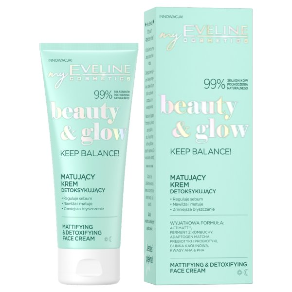 Eveline Beauty & Glow, matujący krem detoksukujący, 75ml