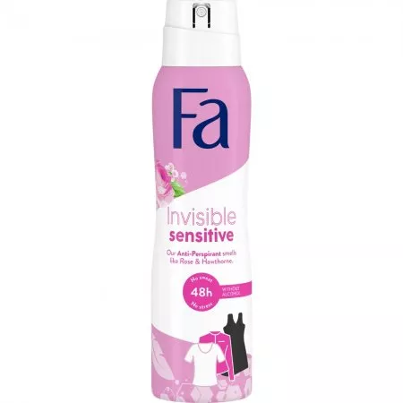 Fa Invisible Sensitive 48h antyperspirant w sprayu o zapachu róży i głogu 150ml