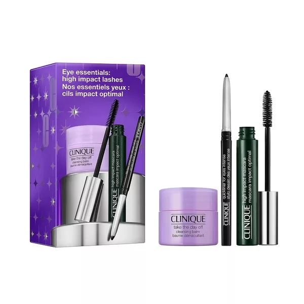 Clinique Eye Essentials: High Impact Lashes zestaw tusz do rzęs 7ml + balsam do demakijażu 15ml + eyeliner w kredce 0.14g