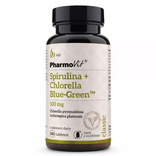 Pharmovit Spirulina + Chlorella Blue-Green suplement diety 180 tabletek