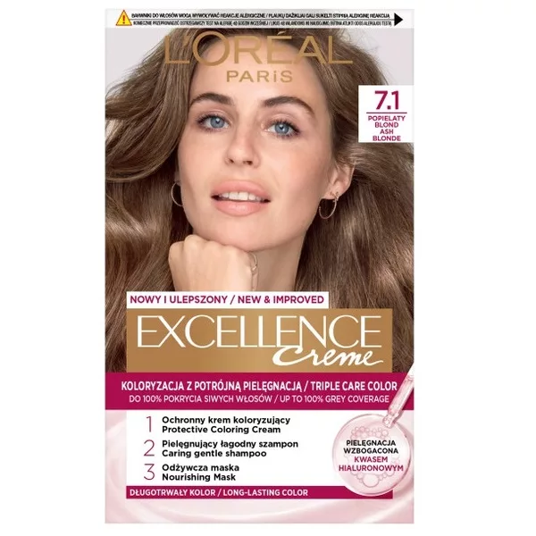 L'Oreal Paris Excellence Creme Farba do włosów 7.1 Popielaty blond