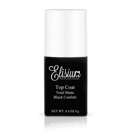 Elisium, baza pod lakiery hybrydowe Top Coat Total Matte Black Confetti, 9g