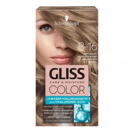 Schwarzkopf Gliss Color krem koloryzujący do włosów 8-16 Naturalny Popielaty Blond