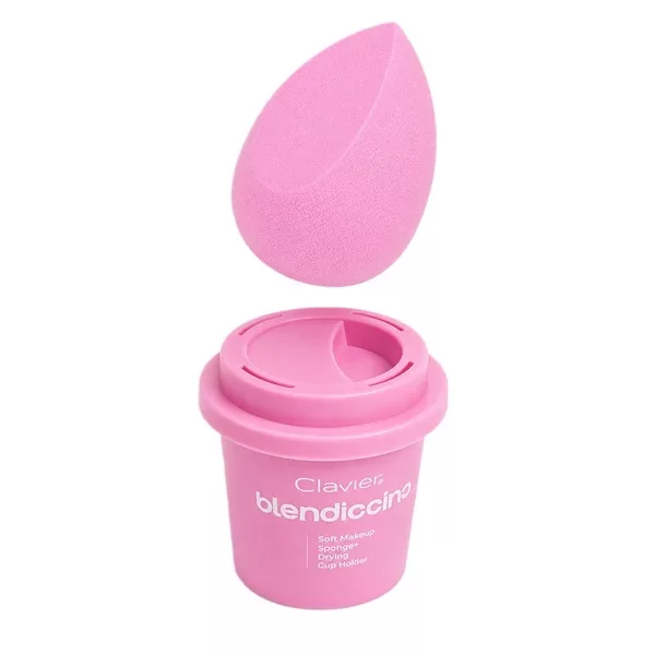 Clavier Blendiccino zestaw gąbeczka do makijażu + kubek do przechowywania Rose Presso