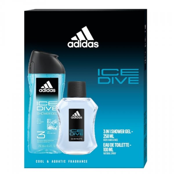 Adidas Ice Dive zestaw woda toaletowa spray 100ml + żel pod prysznic 250ml (M)