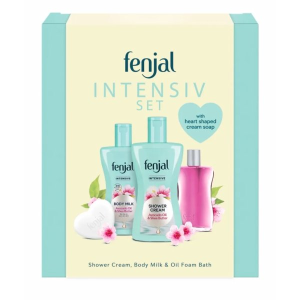 Fenjal Intensive zestaw kremowy żel pod prysznic 200ml + mleczko do ciała 200ml + olejek do kąpieli 50ml + mydło w kostce 90g