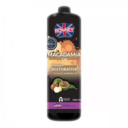 Ronney Professional Shampoo Macadamia Oil Restorative Therapy, Szampon wzmacniający do włosów suchych i osłabionych 1000ml