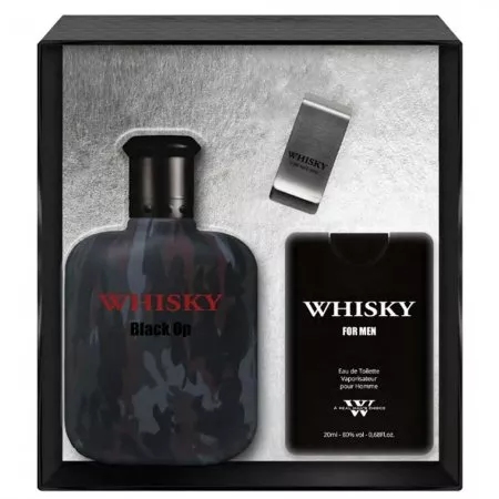 Evaflor Whisky Black Op zestaw woda toaletowa spray 100ml + woda toaletowa spray 20ml + klips na banknoty (M)
