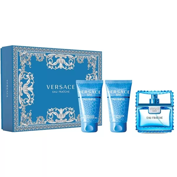 Versace Man Eau Fraiche Zestaw dla mężczyzn: woda toaletowa 50ml, żel pod prysznic 50ml, balsam po goleniu 50ml