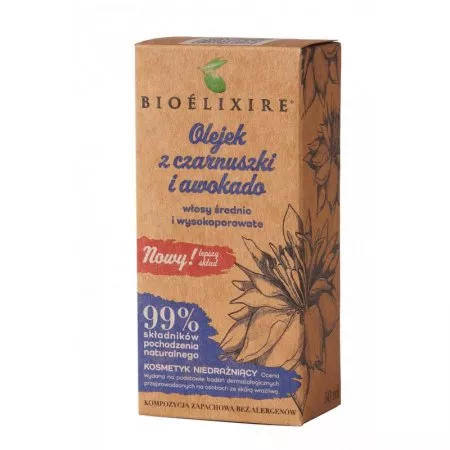 Bioelixire Organic, olejek z czarnuszki i awokado, 50ml