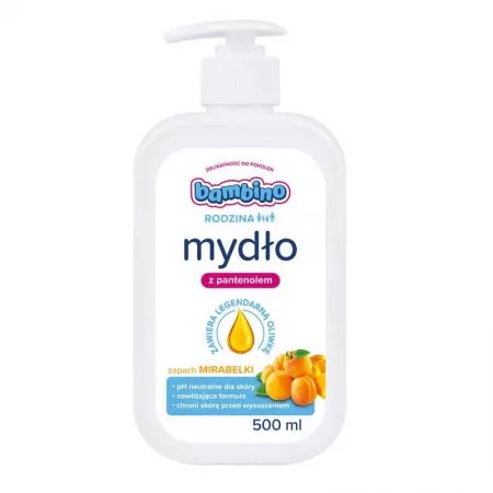 Bambino Rodzina mydło do rąk, dla dzieci i dorosłych, Mirabelka 500ml
