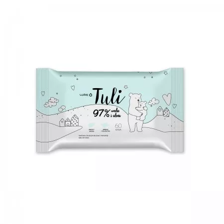Luba Tuli nawilżane chusteczki dla dzieci i niemowląt 97% woda i aloes 60szt