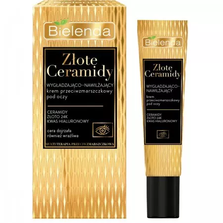 Bielenda Złote Ceramidy Wygładzająco - Nawilżający Krem Przeciwzmarszczkowy Pod Oczy, 15ml