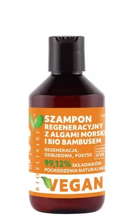 Bioelixire Vegan, szampon regeneracyjny z bio bambusem i algami morskimi, 300ml