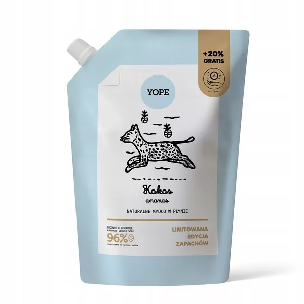 Yope, mydło w płynie, kokos ananas, 600ml refill