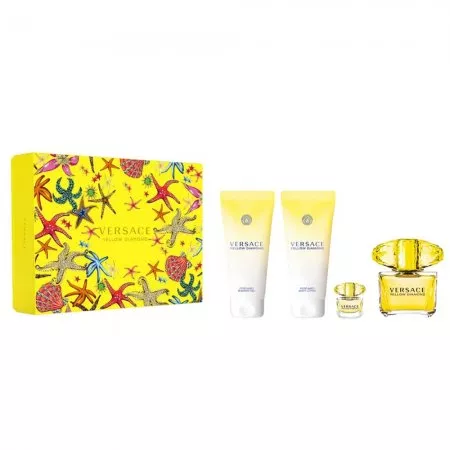 Versace Yellow Diamond zestaw woda toaletowa spray 90ml + balsam do ciała 100ml + woda toaletowa 5ml + żel pod prysznic 100ml (W)