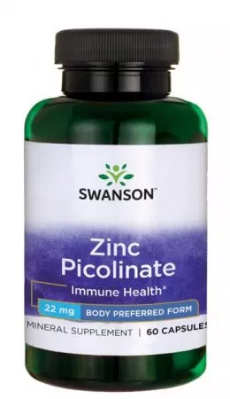 Swanson, cynk (pikolinian), 22mg, 60 kapsułek