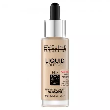 Eveline Cosmetics Liquid Control HD Long Lasting Formula 24H podkład do twarzy z dropperem 015 Light Vanilla 32ml