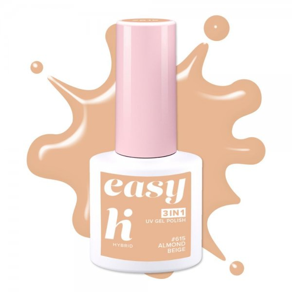 hi hybrid EASY 3in1, lakier hybrydowy, #615 Almond Beige, 5ml