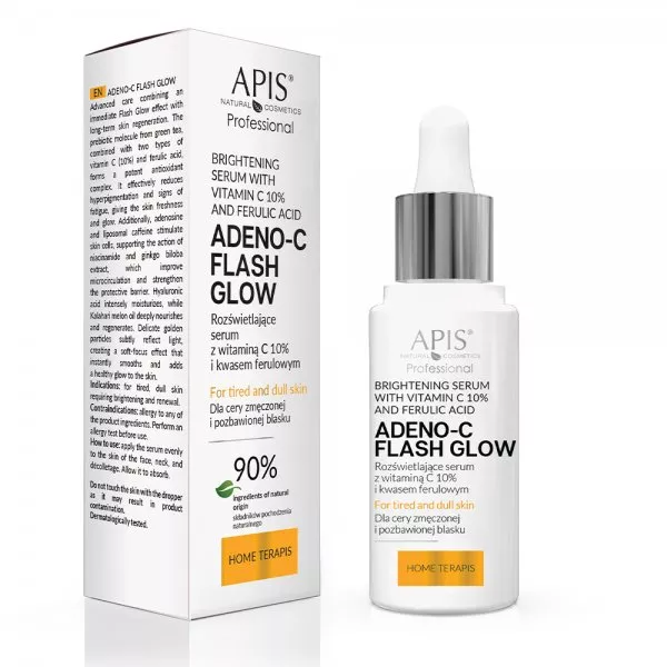 Apis Adeno-C Flash Glow Home TerApis, rozświetlające serum do twarzy z witaminą C i kwasem ferulowym, 30ml