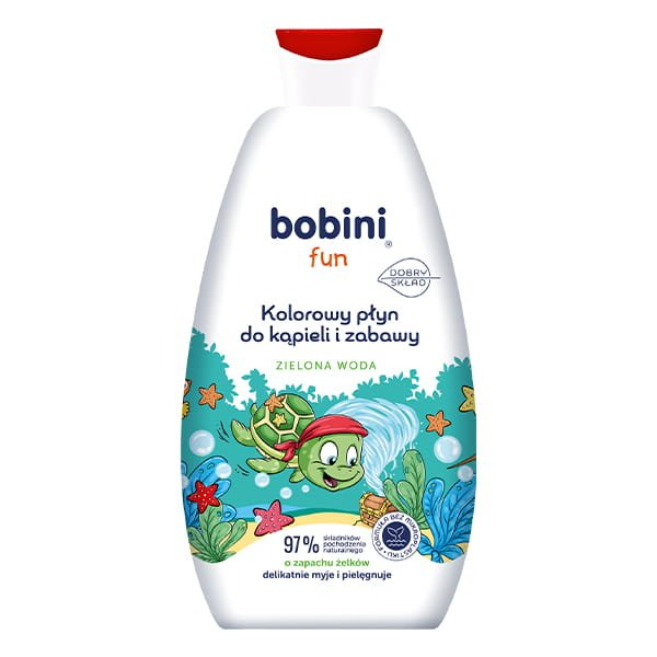 Bobini Fun kolorowy płyn do kapieli i zabawy dla dzieci Zielona Woda 500ml