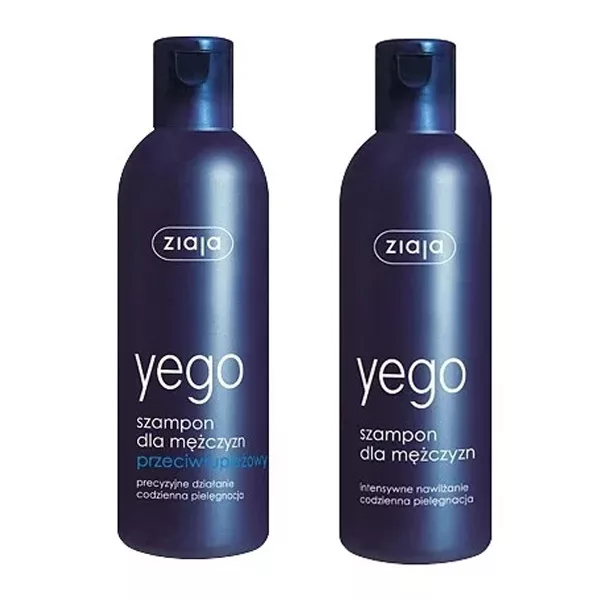 Ziaja Yego, zestaw szamponów dla mężczyzn, szamon przeciłupieżowy + szampon uniwersalny, 2x300ml