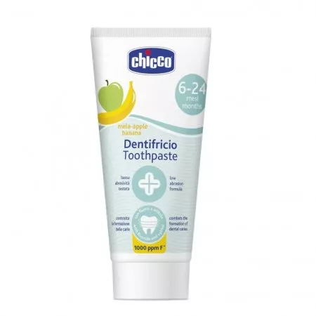 Chicco Toothpaste Pasta do zębów z fluorem 1000ppm o smaku jabłkowo-bananowym 6-24m 50ml