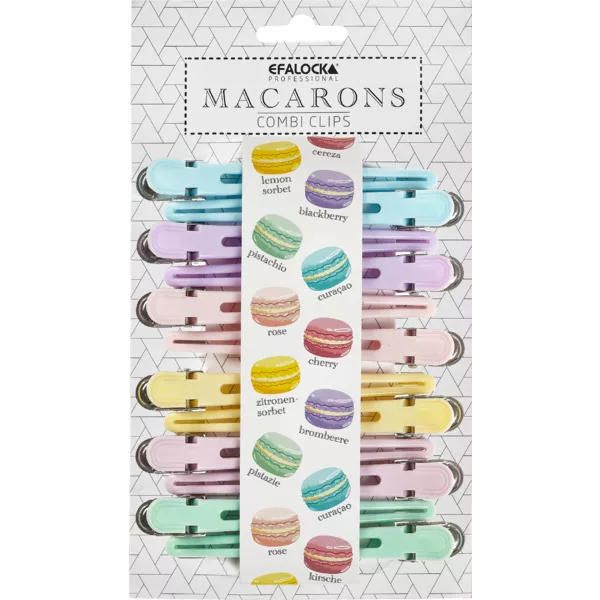 Efalock Macarons Combi-Clips, klipsy sekcyjne do włosów, pastel assorted 12szt., ref. 14102381