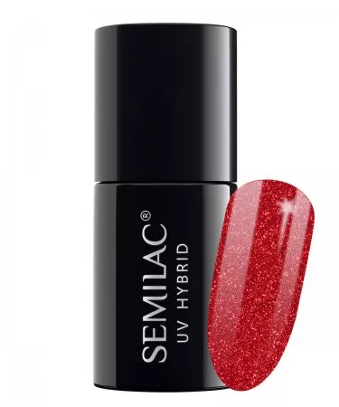 Semilac, lakier hybrydowy, 7ml, 025 Glitter Red