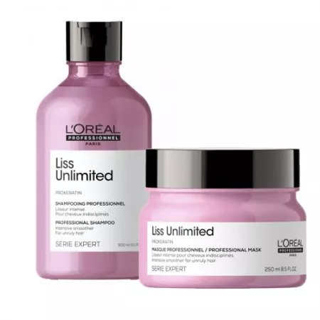 Loreal Liss Unlimited, zestaw wygładzający, szampon + maska