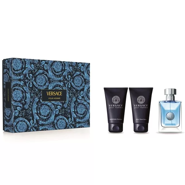 Versace Pour Homme zestaw podróżny dla mężczyzn: woda toaletowa 50ml, żel pod prysznic 50ml, balsam po goleniu 50ml