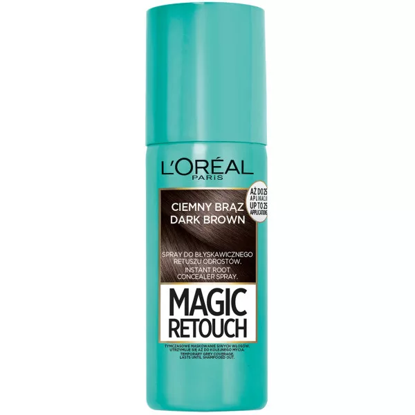 L'Oreal Paris Magic Retouch, spray do retuszu odrostów, Ciemny brąz, 75ml