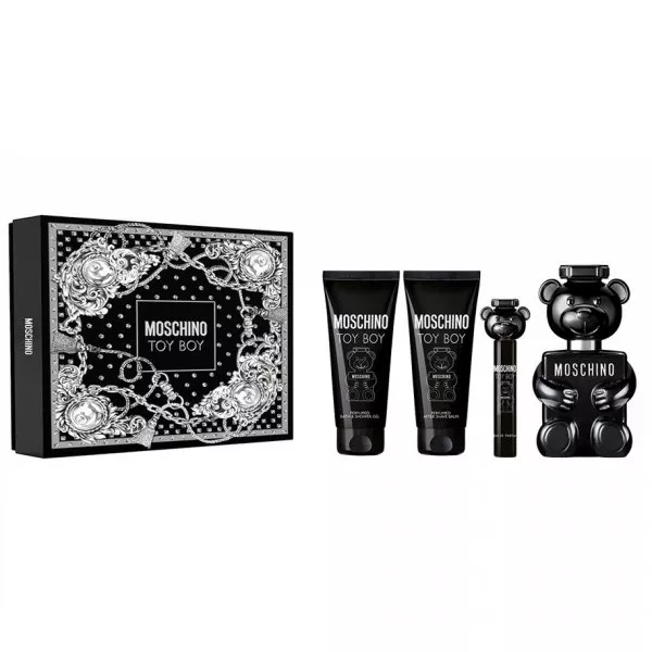 Moschino Toy Boy zestaw woda perfumowana spray 100ml + woda perfumowana spray 10ml + żel pod prysznic 100ml + balsam po goleniu 100ml (M)