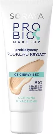 Soraya Probio Make-up, Prebiotyczny podkład kryjący, 03 ciepły beż, 30ml