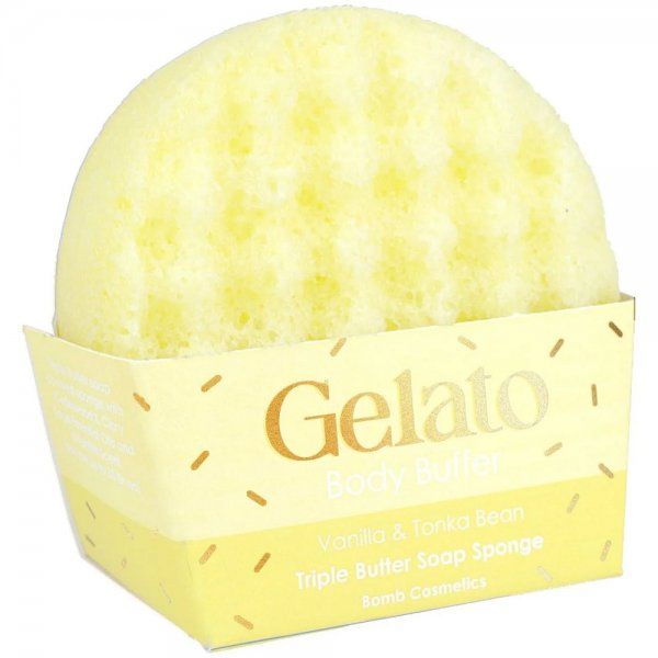 Bomb Cosmetics Gelato Body Buffer gąbka do mycia ciała Vanilla & Tonka Bean 200g