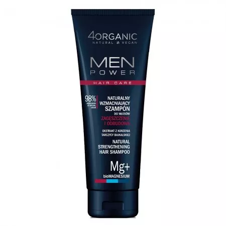 4organic Men Power naturalny wzmacniający szampon do włosów Zagęszczenie i Odbudowa 250ml