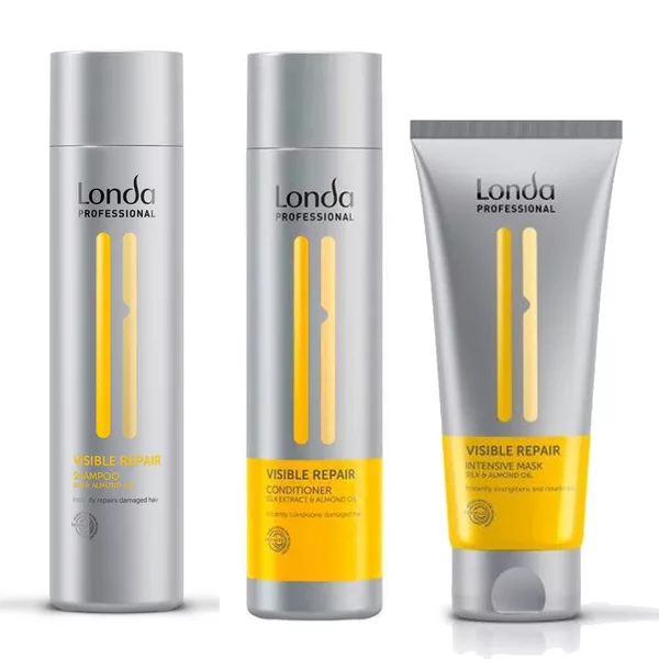 Londa Visible Repair, zestaw odbudowujący do włosów zniszczonych, szampon + odżywka + maska