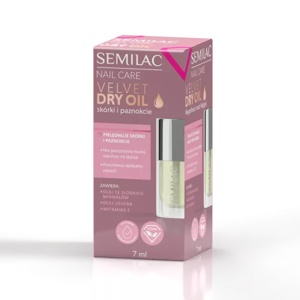 Semilac Velvet Dry Oil, suchy olejek do paznokci i skórek, 7ml