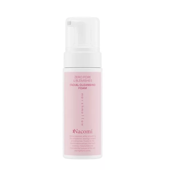 Nacomi Zero Pore & Blemishes, pianka oczyszczająca do twarzy, marshmallow, 150 ml - data ważności (7.2026)