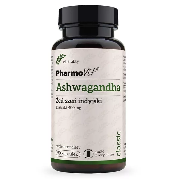 Pharmovit Ashwagandha Żeń-szeń indyjski 400 mg suplement diety 90 kapsułek